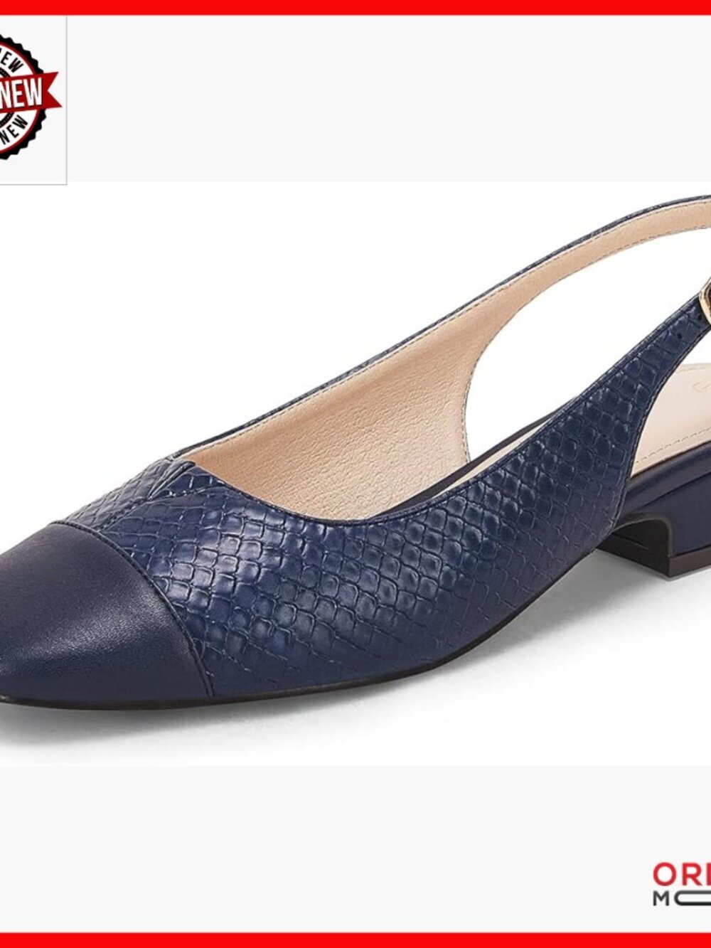 Women's Slingback Low Heel Pumps Closed Toe Chunky Block Heel Office Dress Shoes